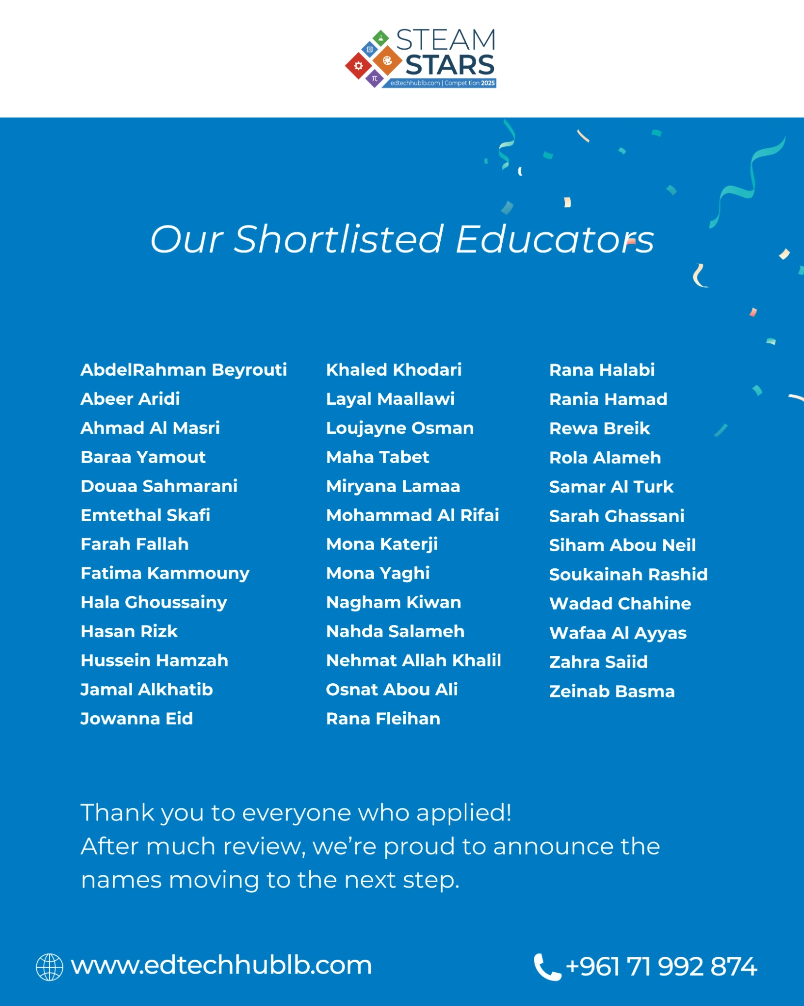 Official STEAM Stars 2025 shortlisted educators announcement